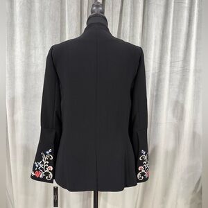 Tahari Black Blazer with Embroidered Sleeves